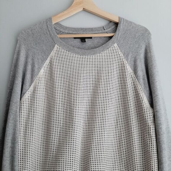 BANANA REPUBLIC Color-Block Mixed Media Crewneck Fine Knit Sweater Top Sz M - Picture 4 of 11